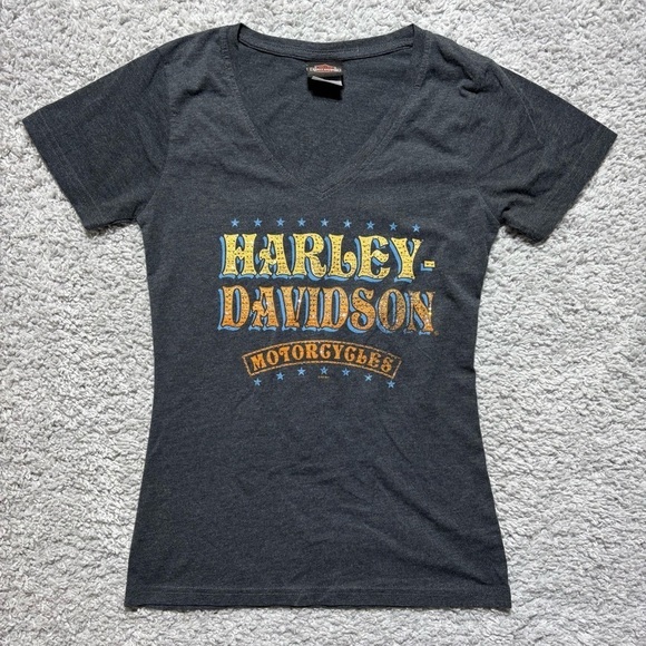 Harley Davidson Shirt Womens Small Short Sleeve Tee Bling Motorcycles Voodoo HD - Picture 1 of 5